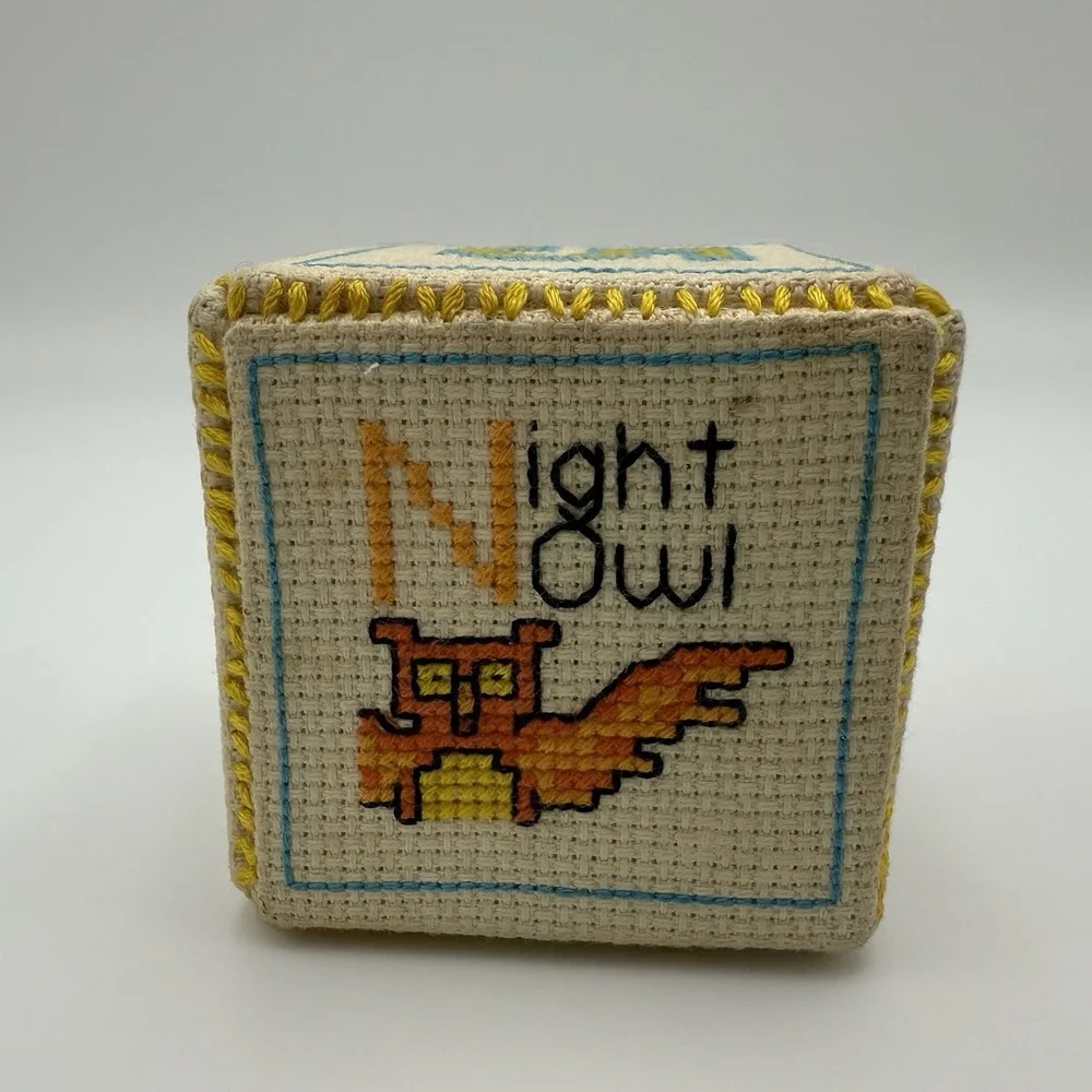 Needlepoint Hand Stitched Letter Picture Cubes Kids Decor 1 Cube Nursery Decor‎